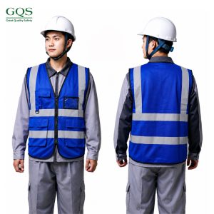ÁO PHẢN QUANG CAO CẤP CÓ TÚI MÀU XANH DƯƠNG
