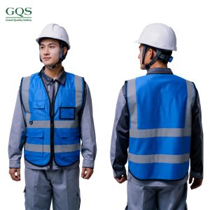 ÁO PHẢN QUANG CAO CẤP CÓ TÚI MÀU XANH DƯƠNG