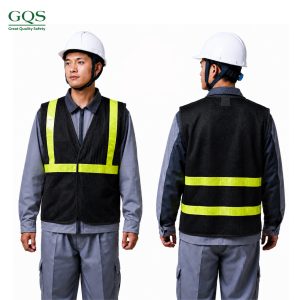 ÁO LƯỚI PHẢN QUANG NHỰA VÀNG MÀU ĐEN