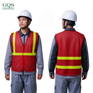 ÁO LƯỚI PHẢN QUANG NHỰA VÀNG MÀU ĐỎ
