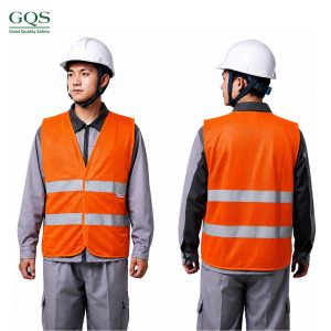 ÁO LƯỚI PHẢN QUANG POLY 2 SỌC BỤNG MÀU CAM