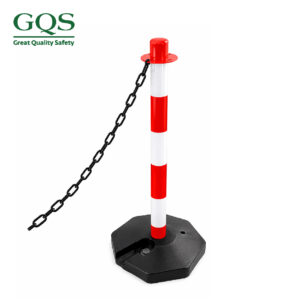 TRỤ PHÂN LÀN BẰNG NHỰA DI ĐỘNG CAO 85CM ĐỎ TRẮNG CÓ MÓC XÍCH