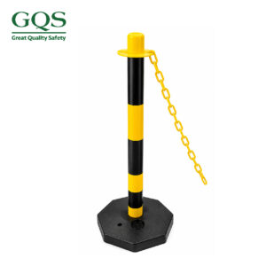 TRỤ PHÂN LÀN BẰNG NHỰA DI ĐỘNG CAO 85CM VÀNG ĐEN CÓ MÓC XÍCH