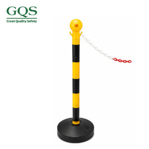 TRỤ PHÂN LÀN NHỰA MÓC XÍCH CAO 1000 X 320MM NHỰA DI ĐỘNG VÀNG ĐEN